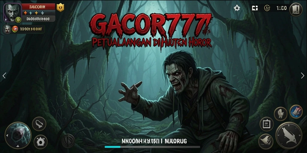 Tampilan menakutkan dalam GACOR777 saat menjelajahi hutan horor.