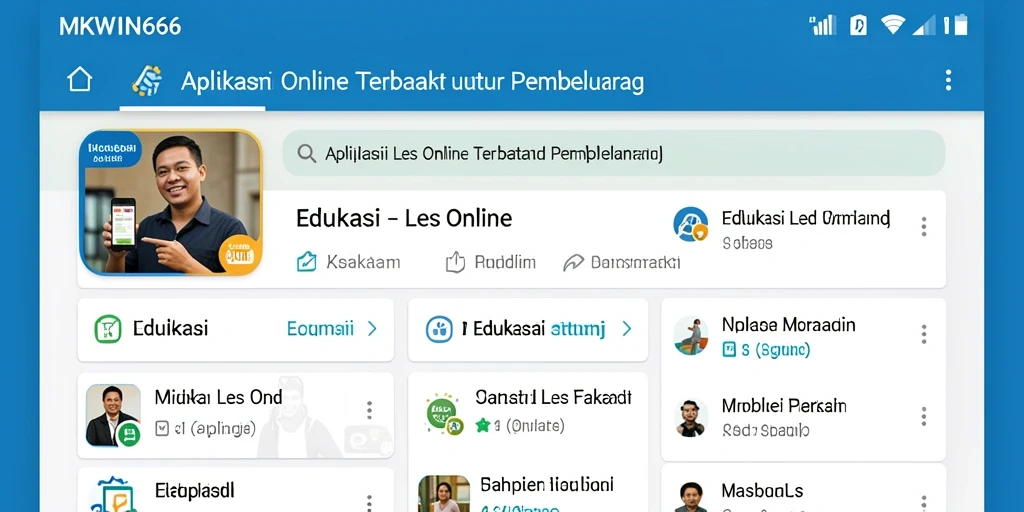 Tampilan antarmuka aplikasi Les Online MKWIN666 yang menarik dan fungsional.