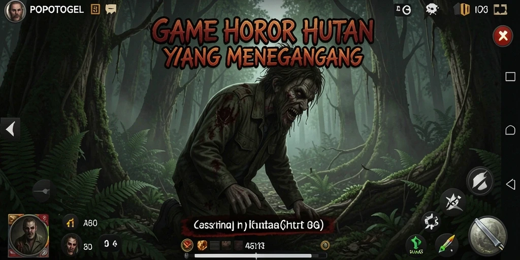 Tampilan antarmuka mencekam dari game Horor Hutan POPOTOGEL.