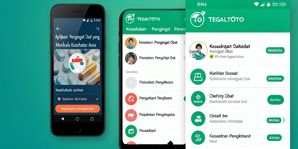Antarmuka aplikasi TEGALTOTO yang menunjukkan pengingat obat dengan mudah.
