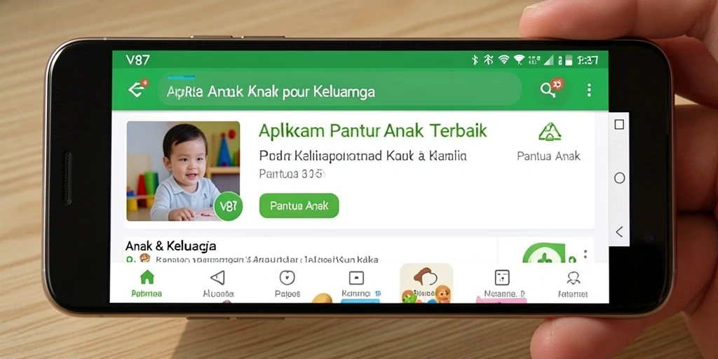 Tampilan antarmuka V87 yang ramah anak dan mudah digunakan.