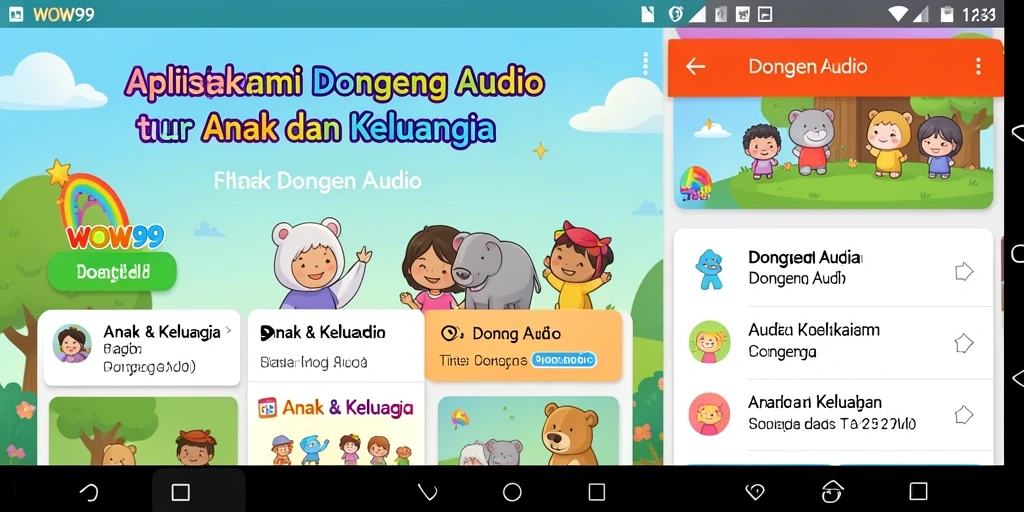 Antarmuka WOW99 yang ramah anak untuk mendengarkan dongeng.